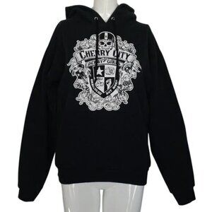 CHERRY CITY DERBY GIRLS Hoodie Sweatshirt, S, Black Pullover, Pocket, Long slvs